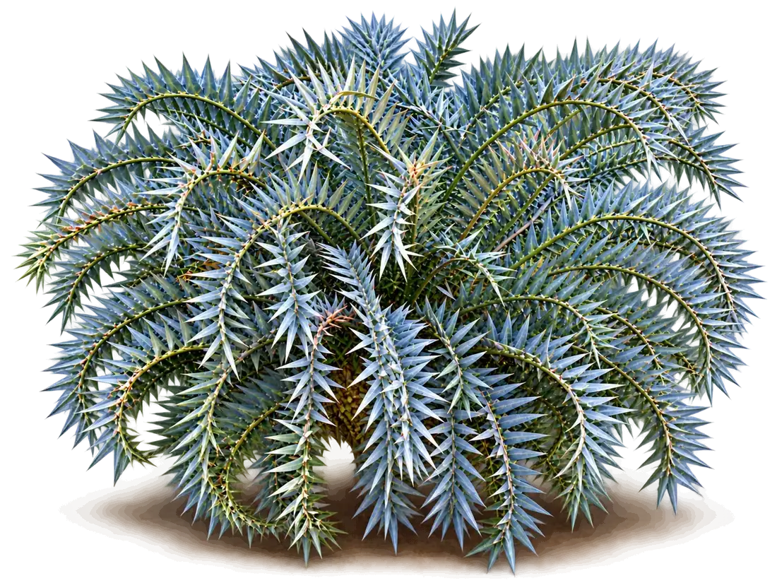 Blue-green Encephalartos cycad with a full crown of arching leaves